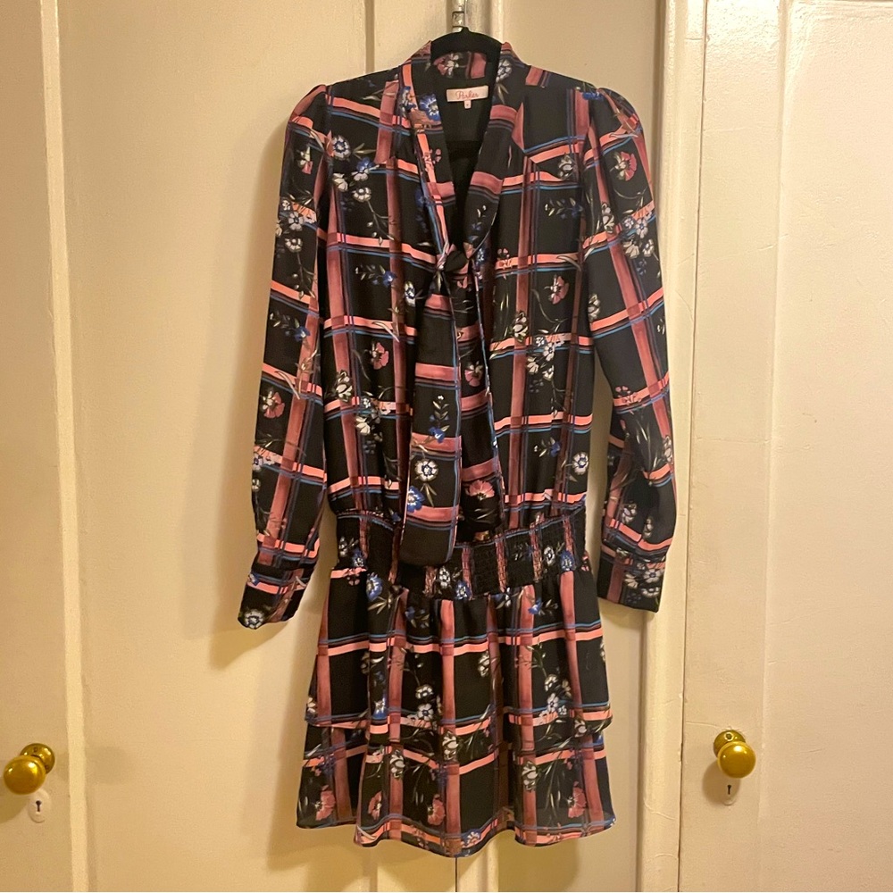 PARKER long sleeve mini dress with cinch waist size m